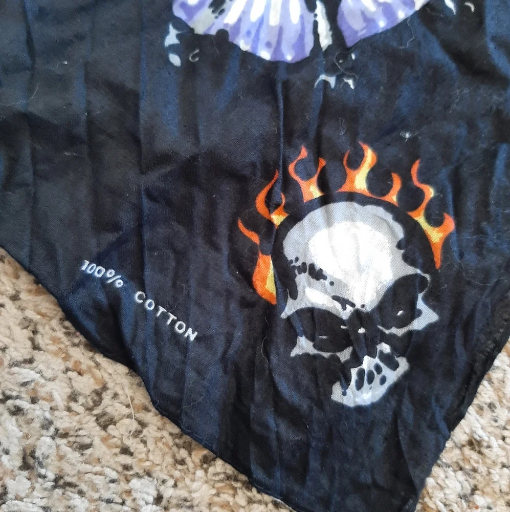 Skulls and Flames Square Cotton Bandana